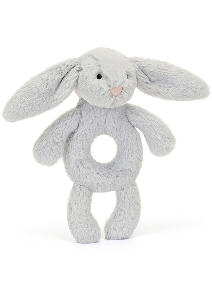 Furry Gray Bunny Rattle