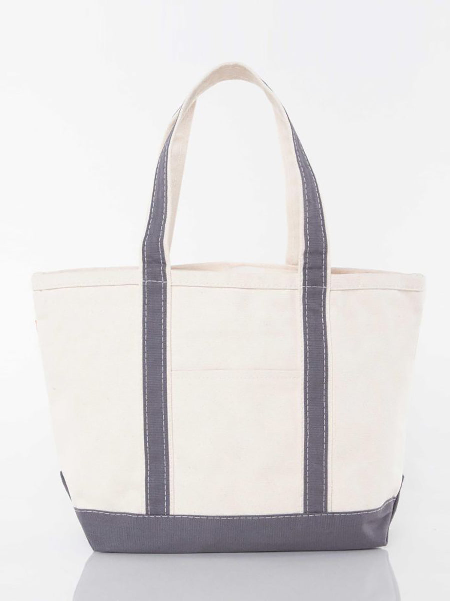Medium Size Canvas Bag, Grey Handles
