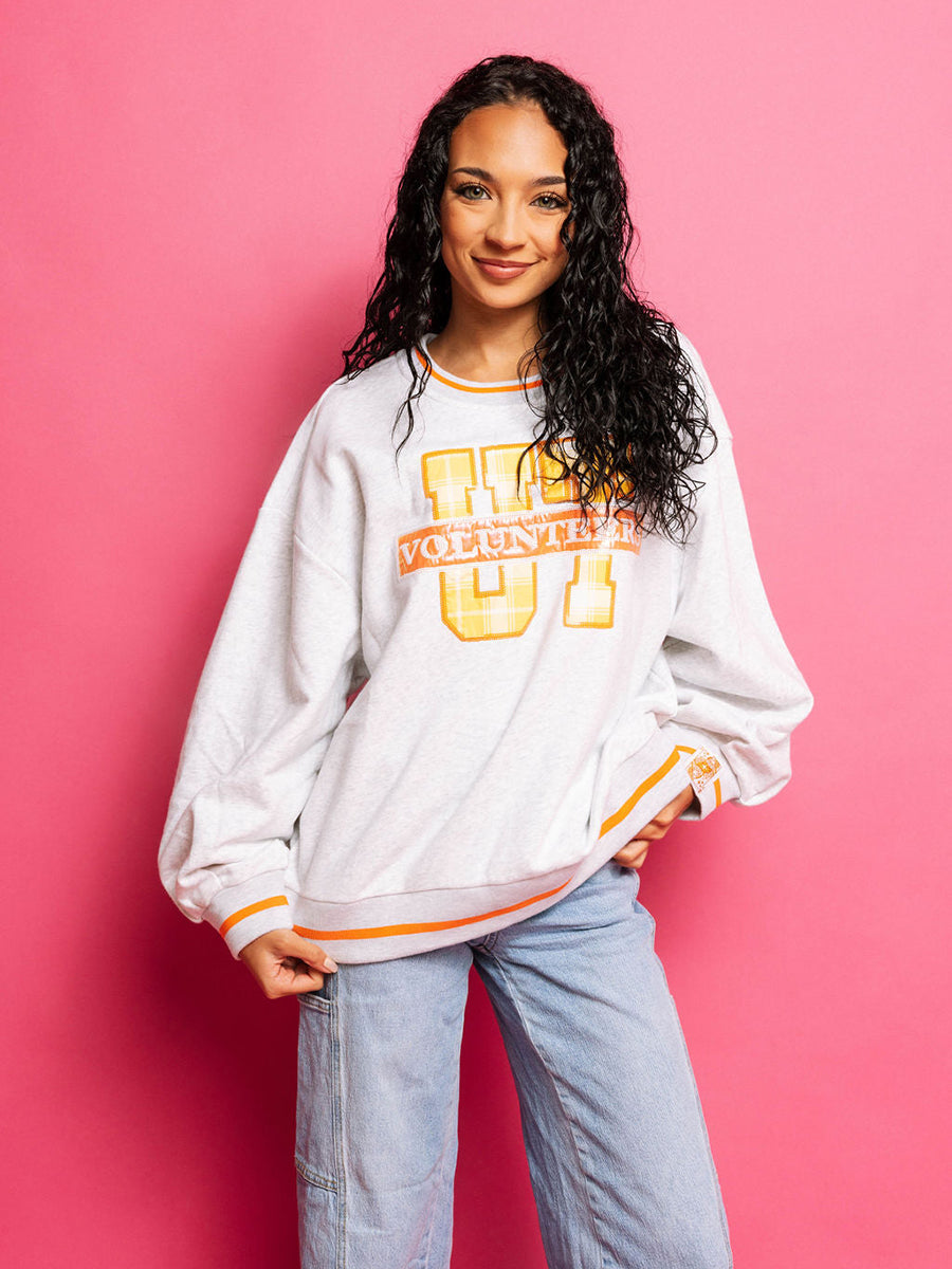 UT Volunteers Grunge Plaid Sweatshirt