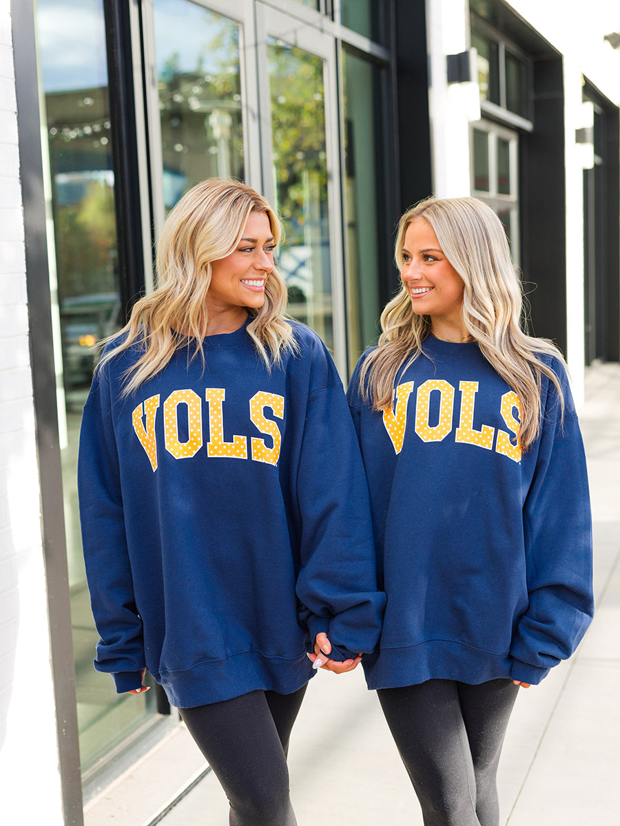 Polka Dot VOLS Navy Crew Sweatshirt