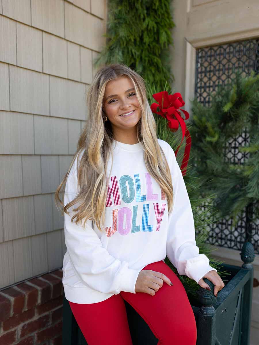 "Holly Jolly" Patchwork Sweatshirt