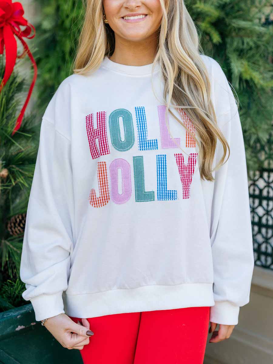 "Holly Jolly" Patchwork Sweatshirt