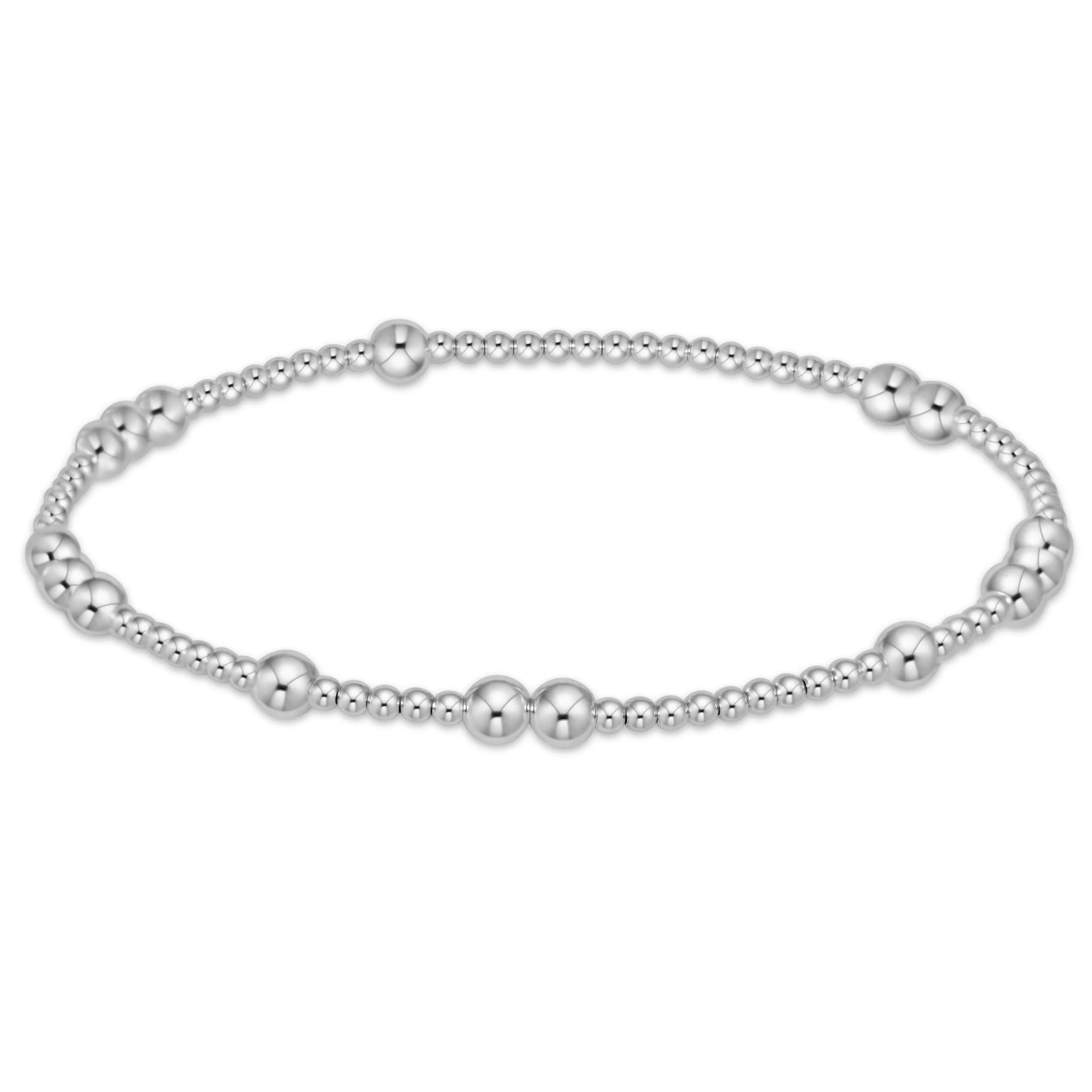 E-Newton Two Sizes Sterling Silver Beaded Bracelet