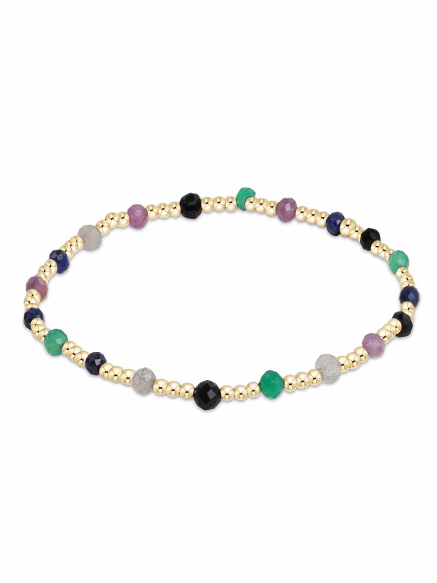 Gemstone Gold Sincerity 3mm Bead Bracelet (12 Colors)