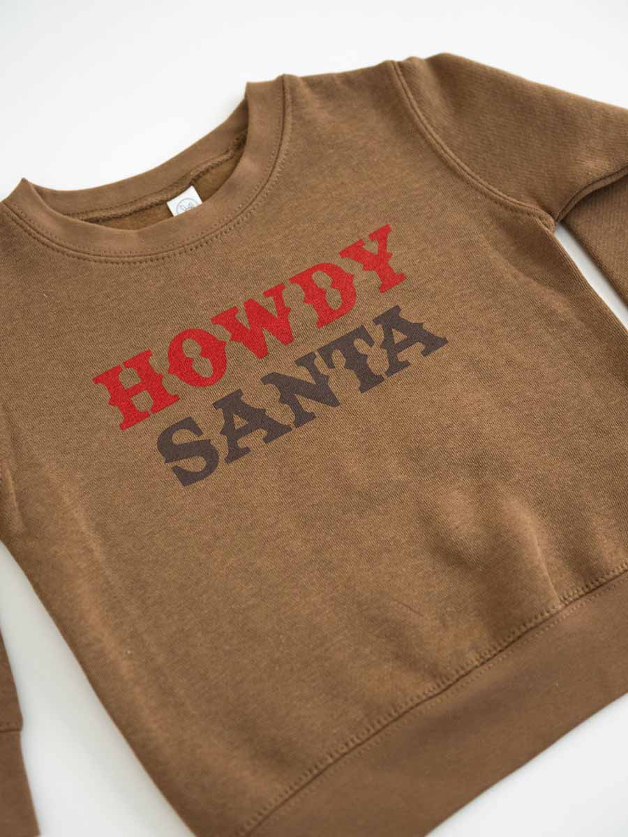 Howdy Santa Kids Brown Sweatshirt