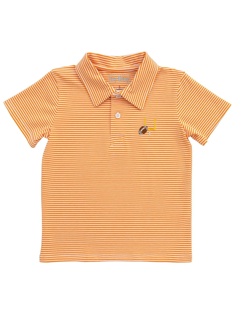 Little Boys Orange and White Striped Polo