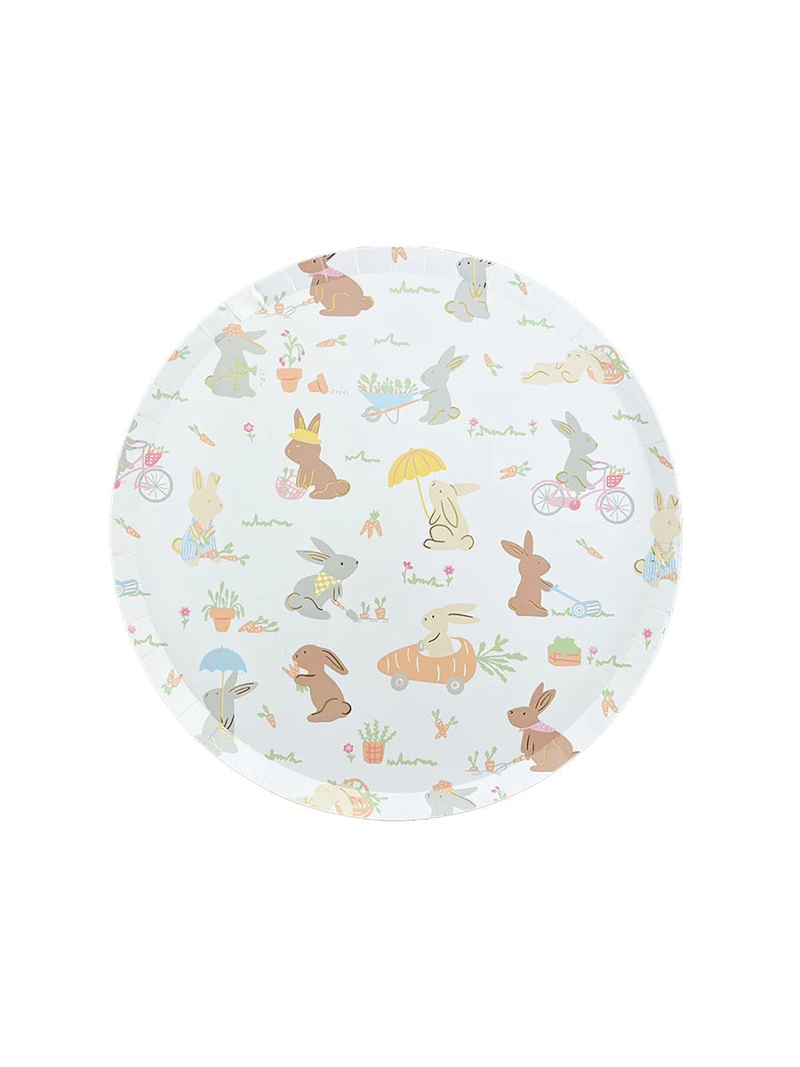 Bunnies in the Garden Round Plates