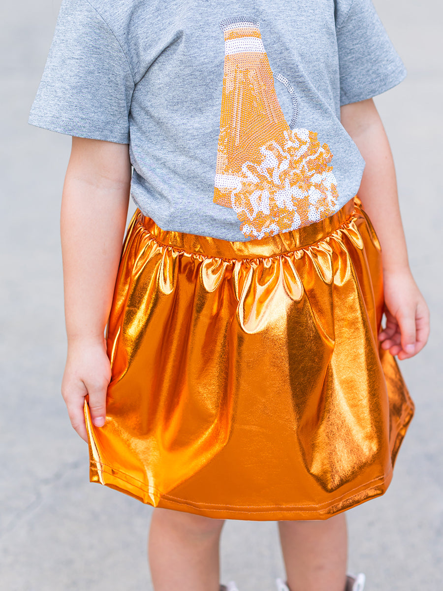 Kids Tennessee Orange Metallic Skort