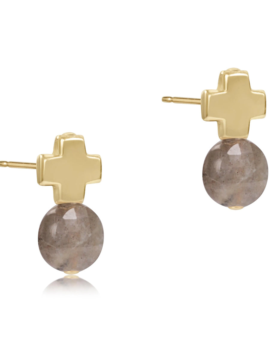 Girls cross and stone earrings