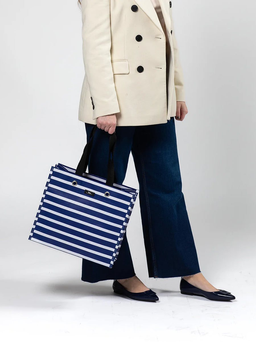 Navy Striped Reusable Gift Bag