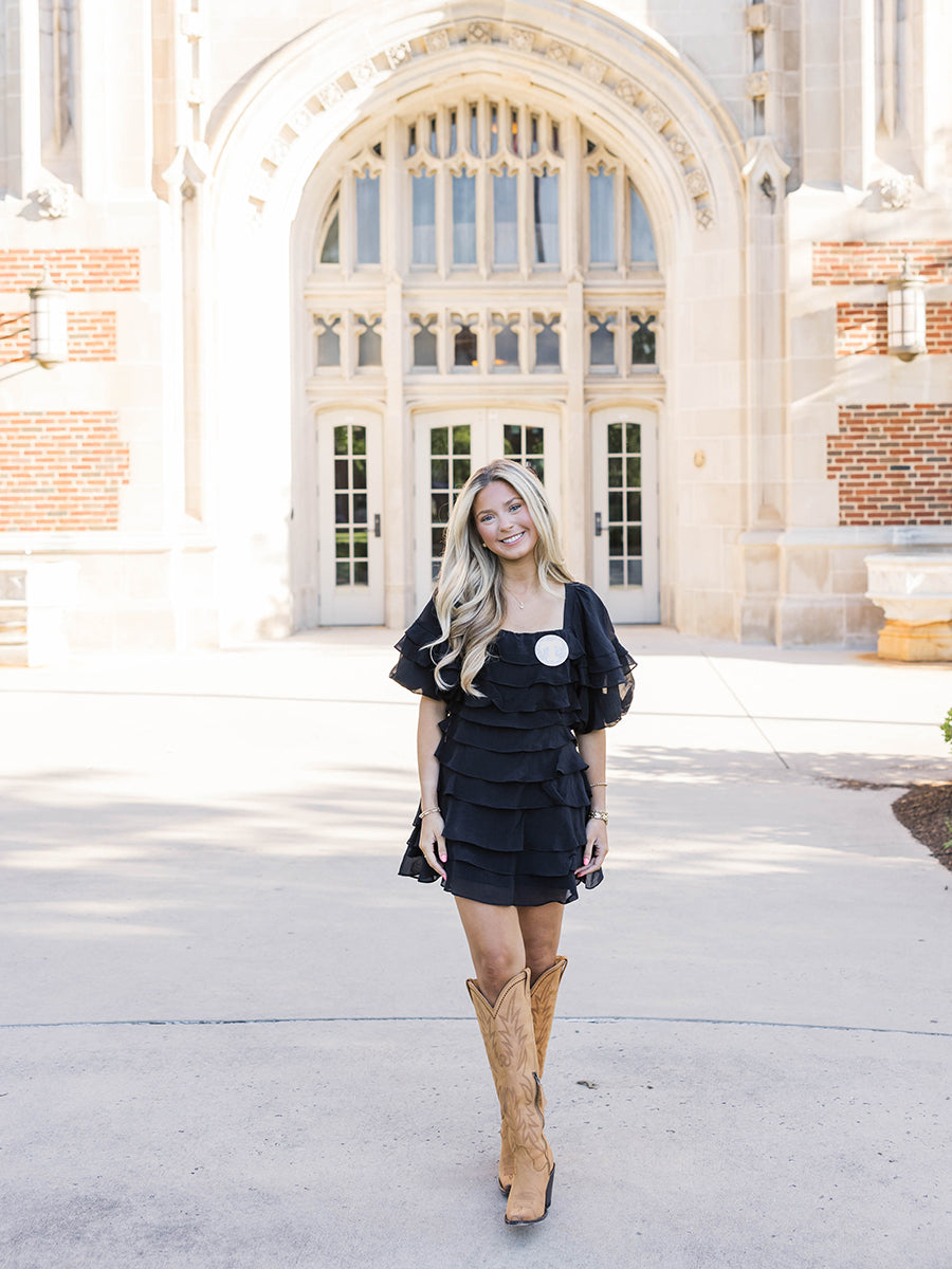 Black Ruffled Mini Dress