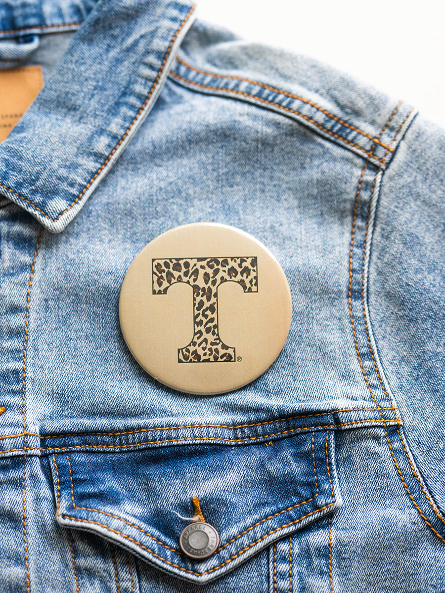 Power T in Leopard Print Button