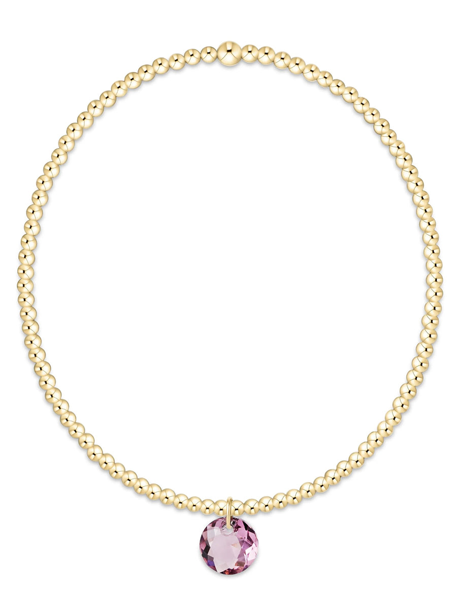 Classic Gold 2mm Bracelet-Small Reflection Charm (12 Colors)