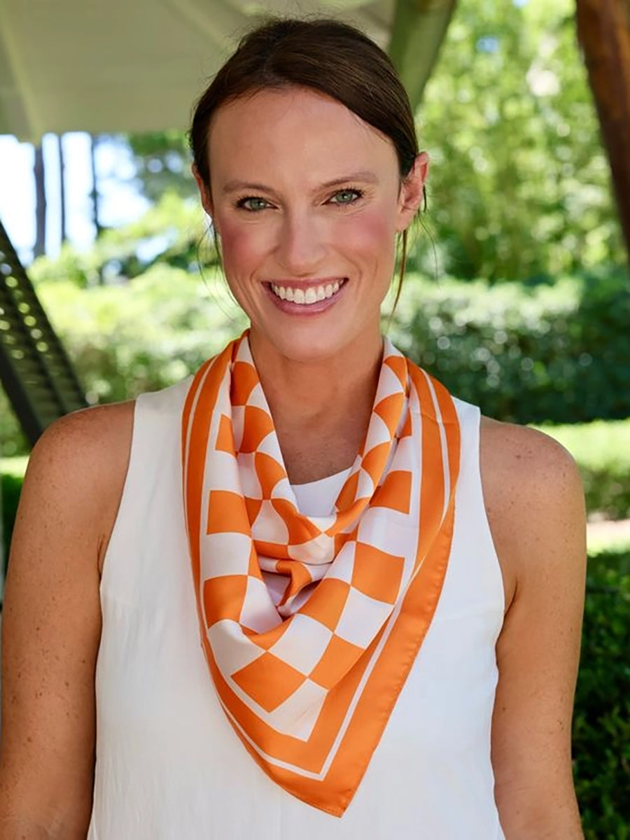 Big Orange Check Scarf