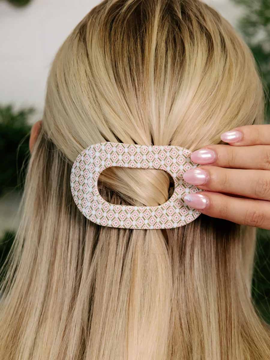 Teleties Pine & Pearl Flat Round Hair Clip