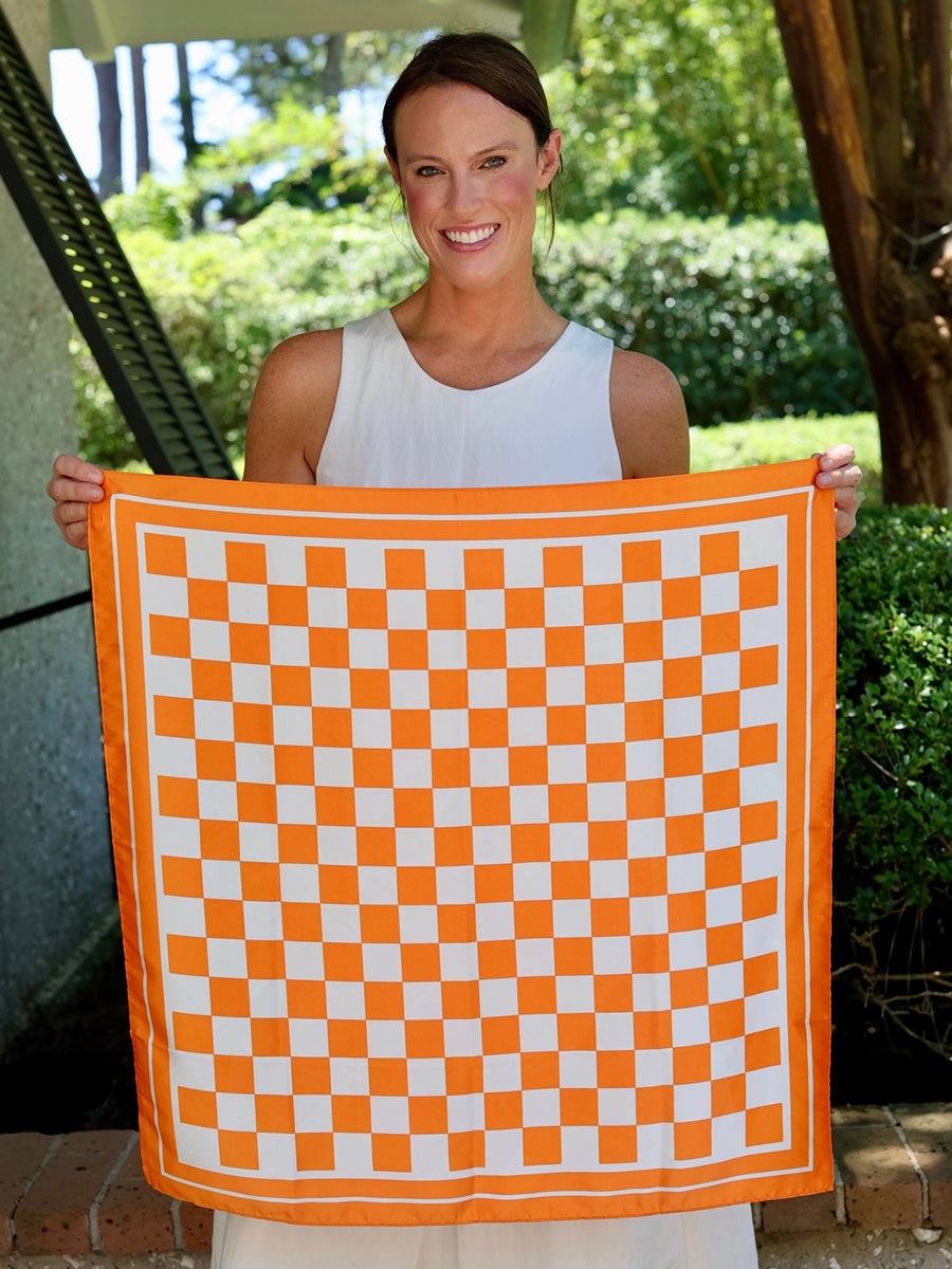 Orange & White Checkerboard Scarf