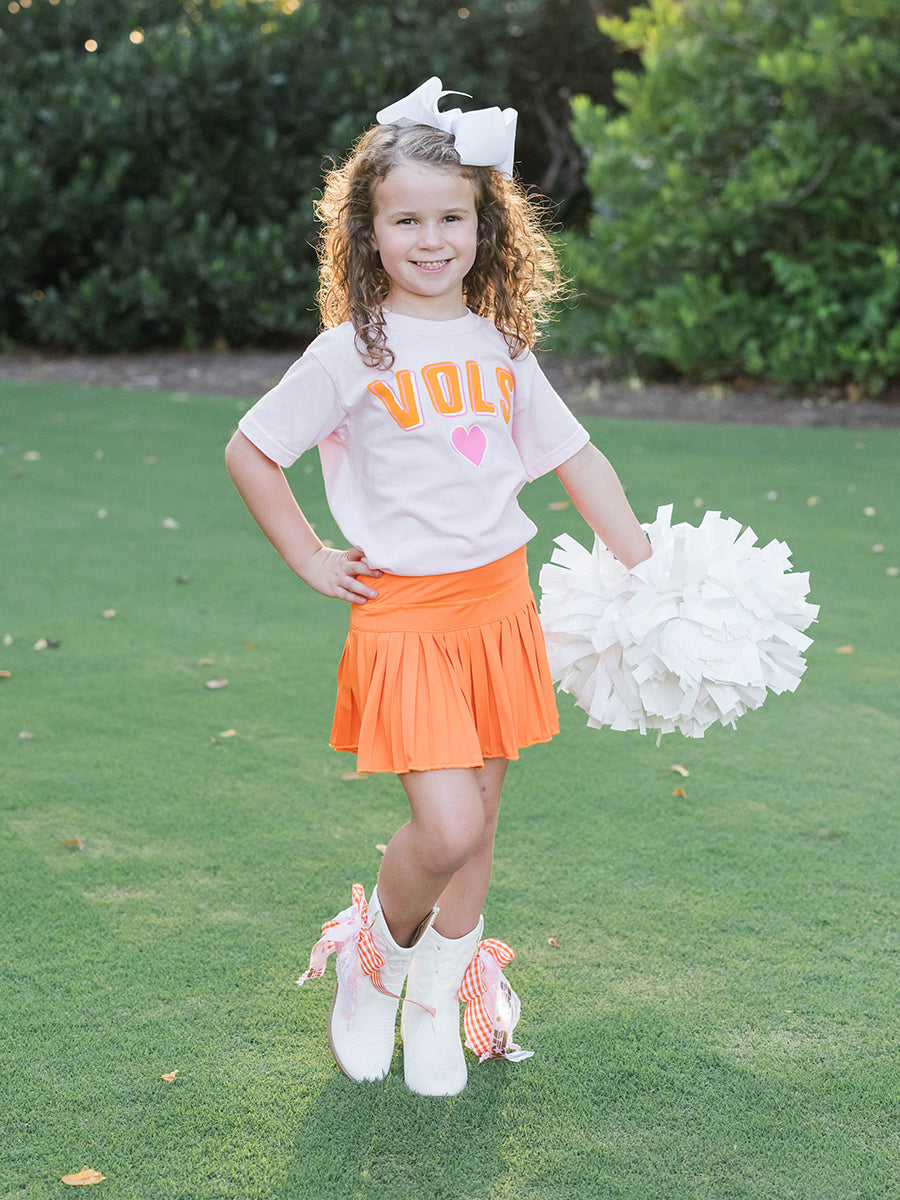 Orange Mini Pleated Skort, Toddler & Youth