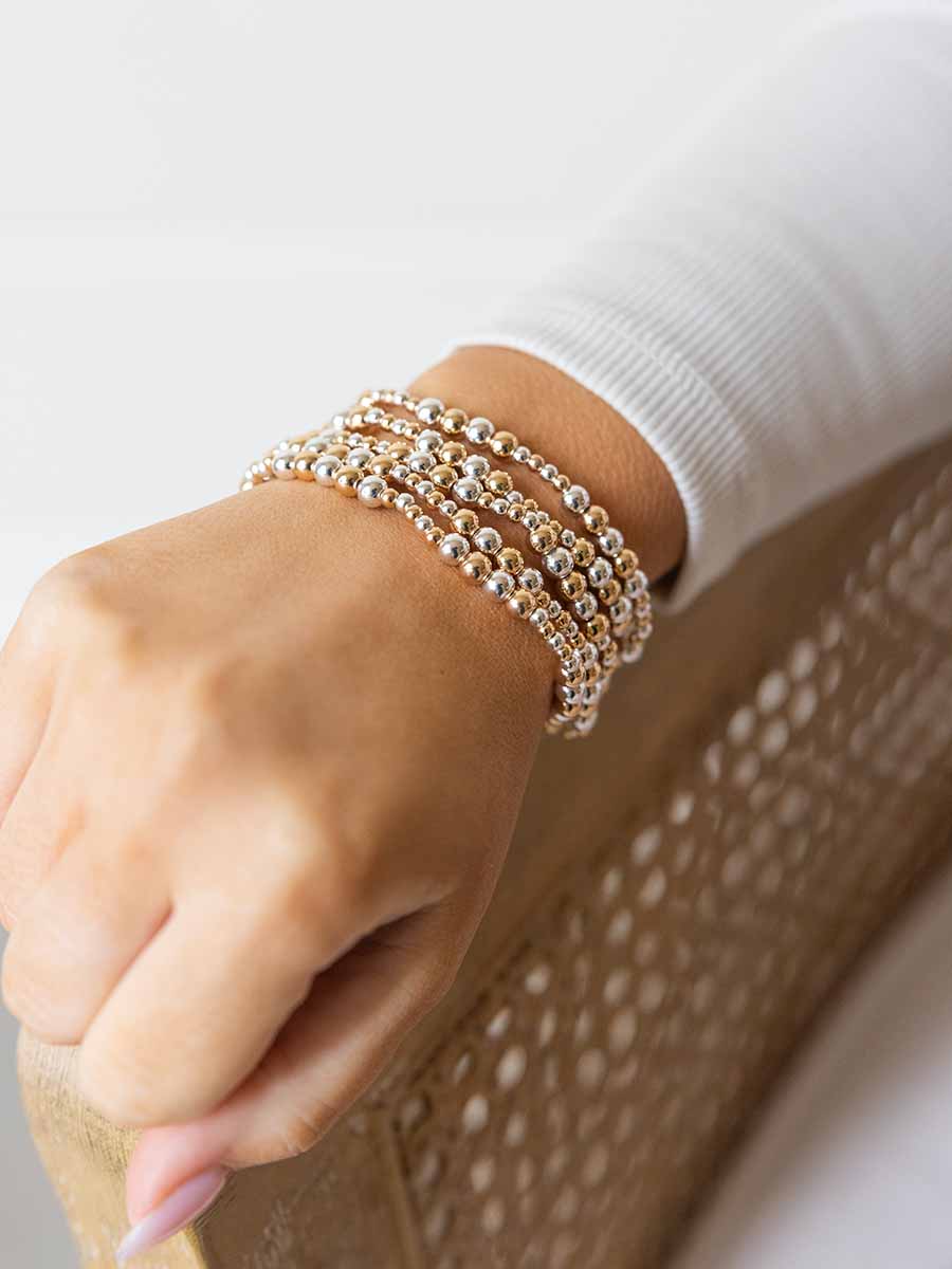 Silver and Gold Beaded Bracelet, Set of 5 **Doorbuster**