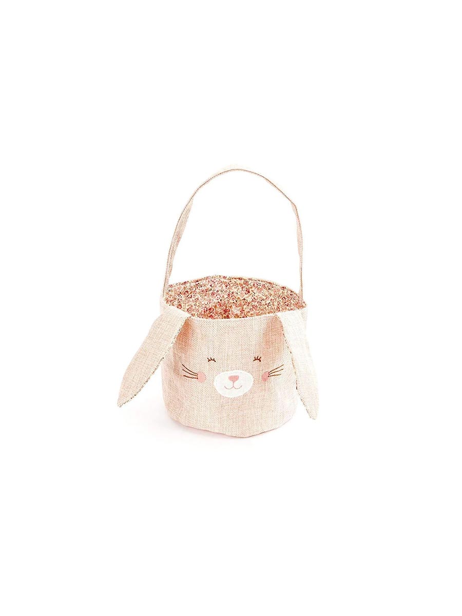 Pink Linen Bunny Basket