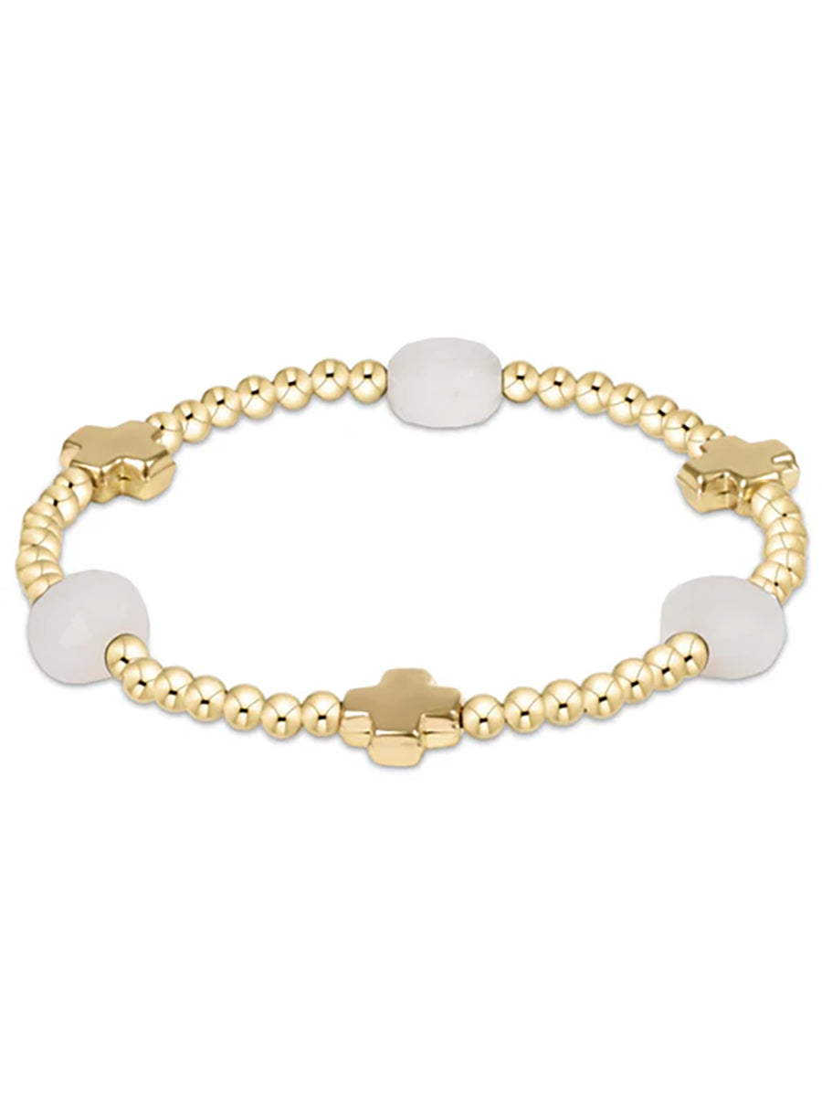 Signature Cross Admire 3mm Bead Gemstone Bracelet (11 Colors)