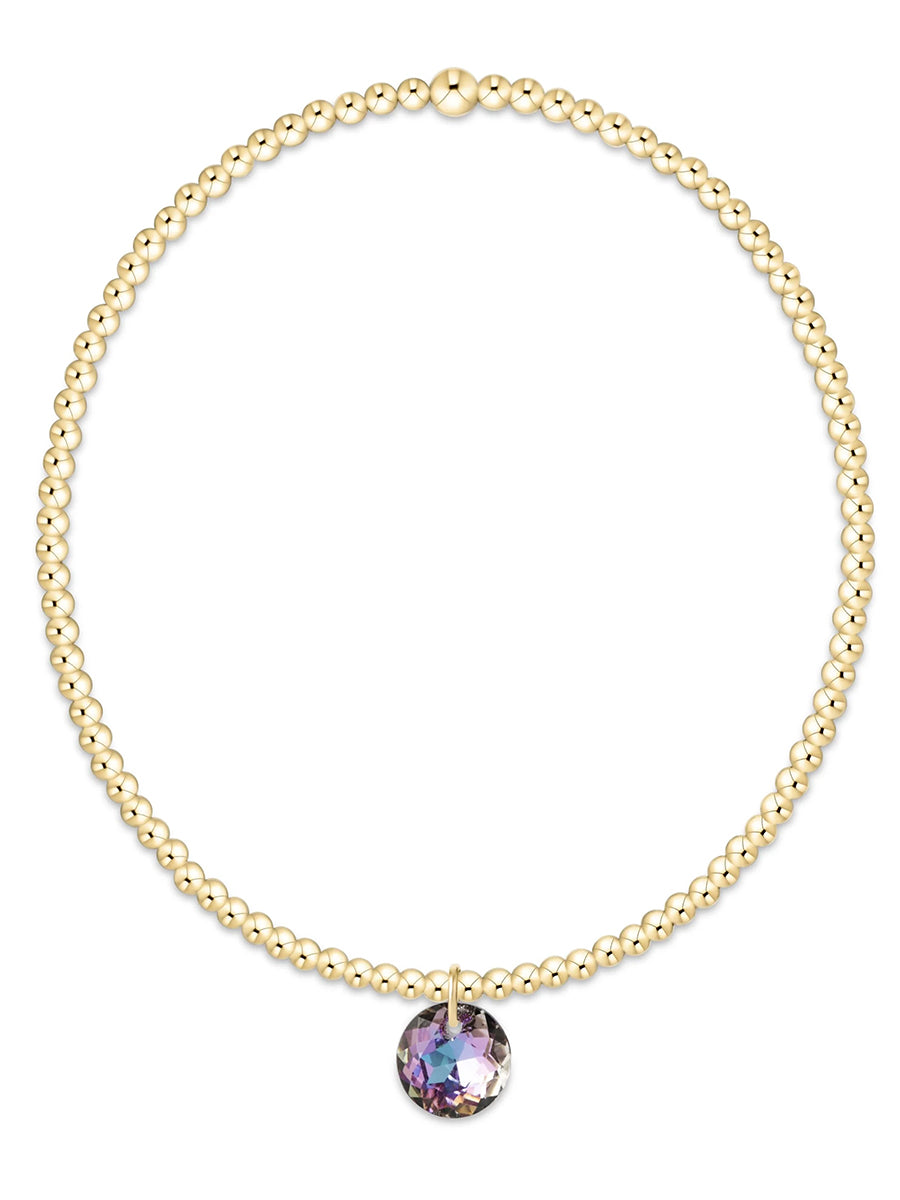 Classic Gold 2mm Bracelet-Small Reflection Charm (12 Colors)