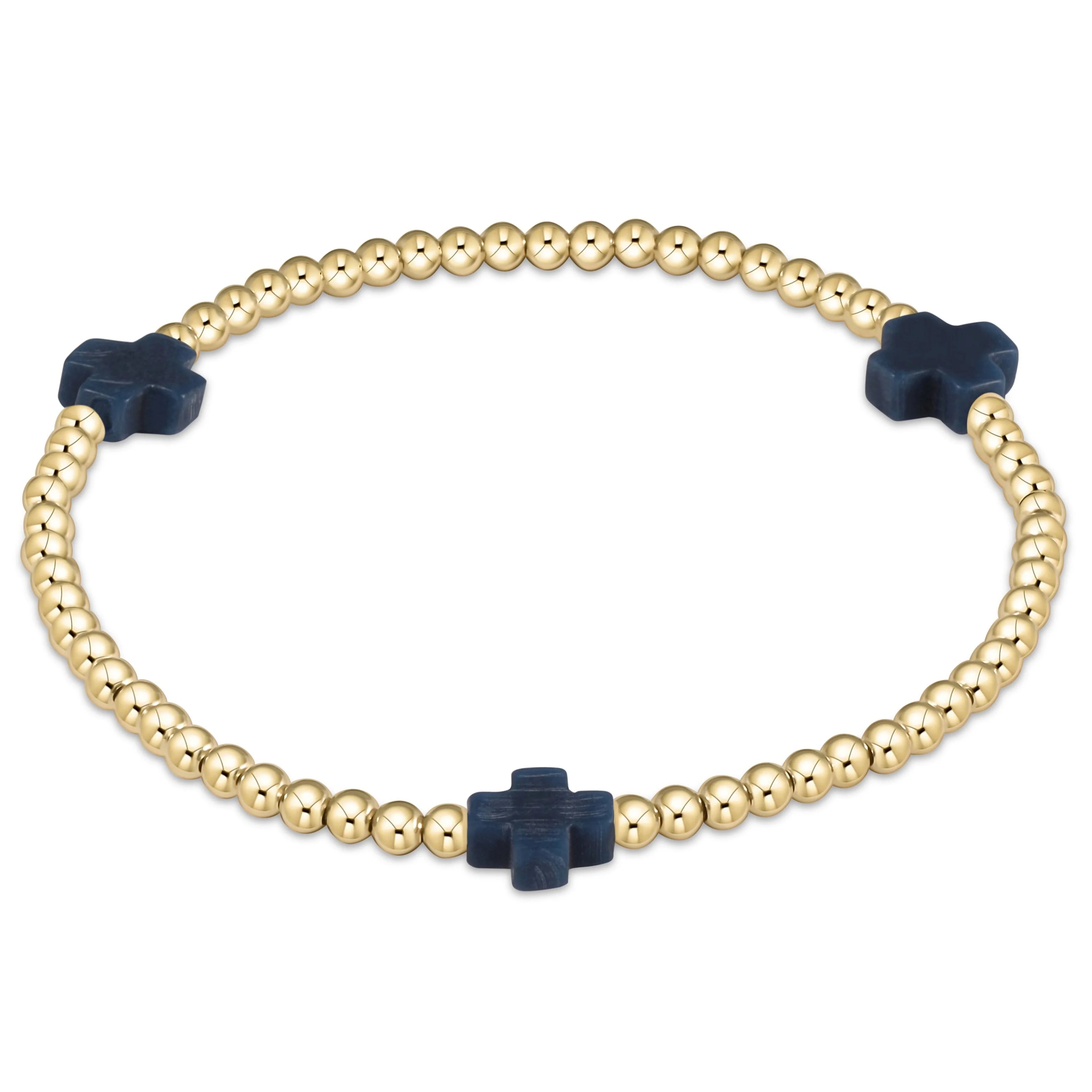 Gold Signature Cross 3mm Bracelet (14 Colors)