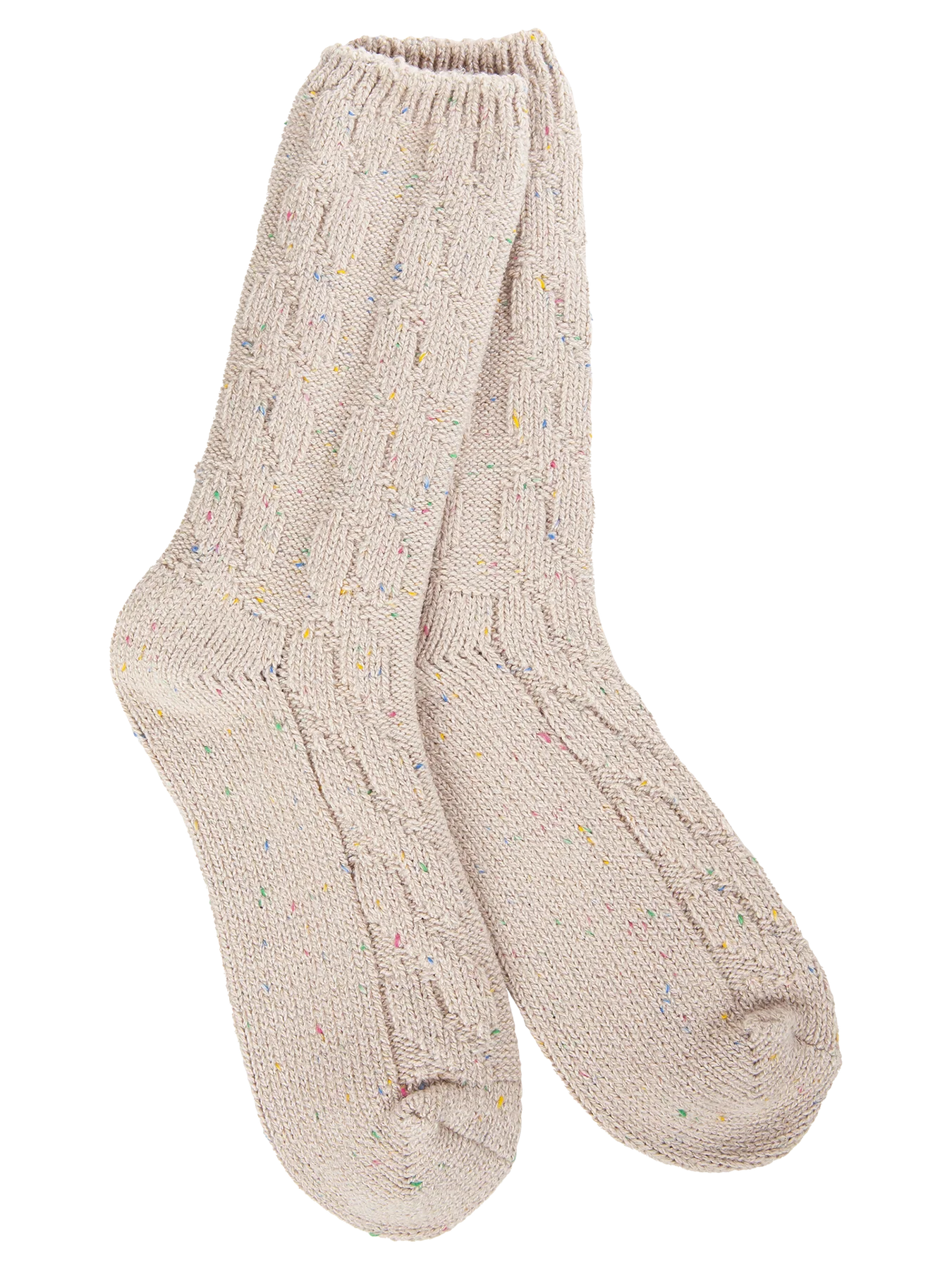 Weekend Ragg Cable Crew Sock Collection - Denim Confetti