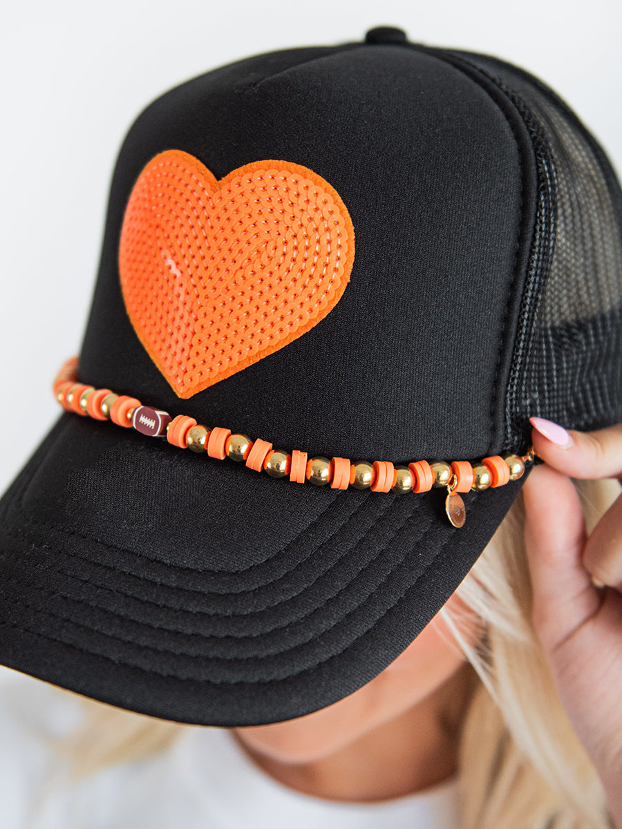 Orange and gold beads Football Hat Strand