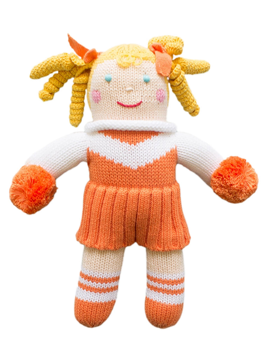 Orange and White Cheerleader Knit Doll