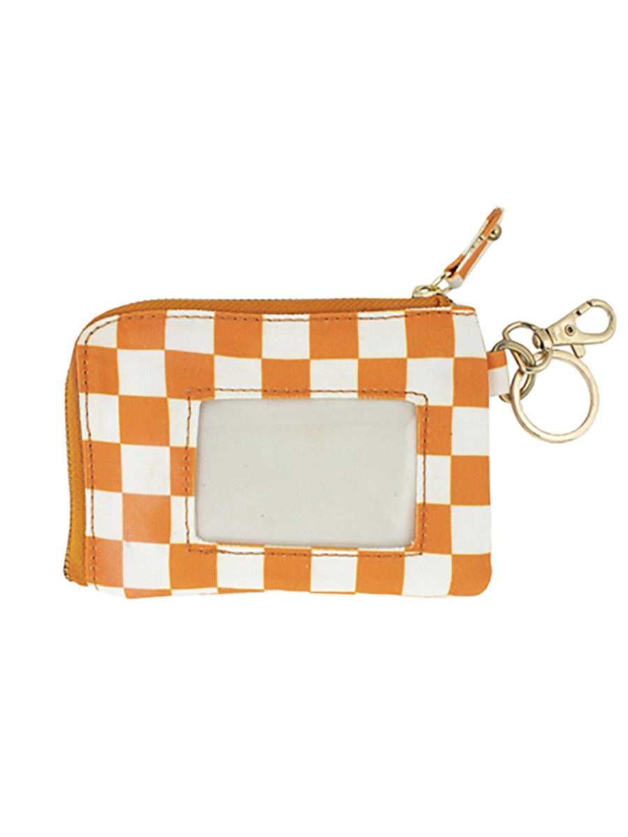 Orange & White Checker Zip Id Case