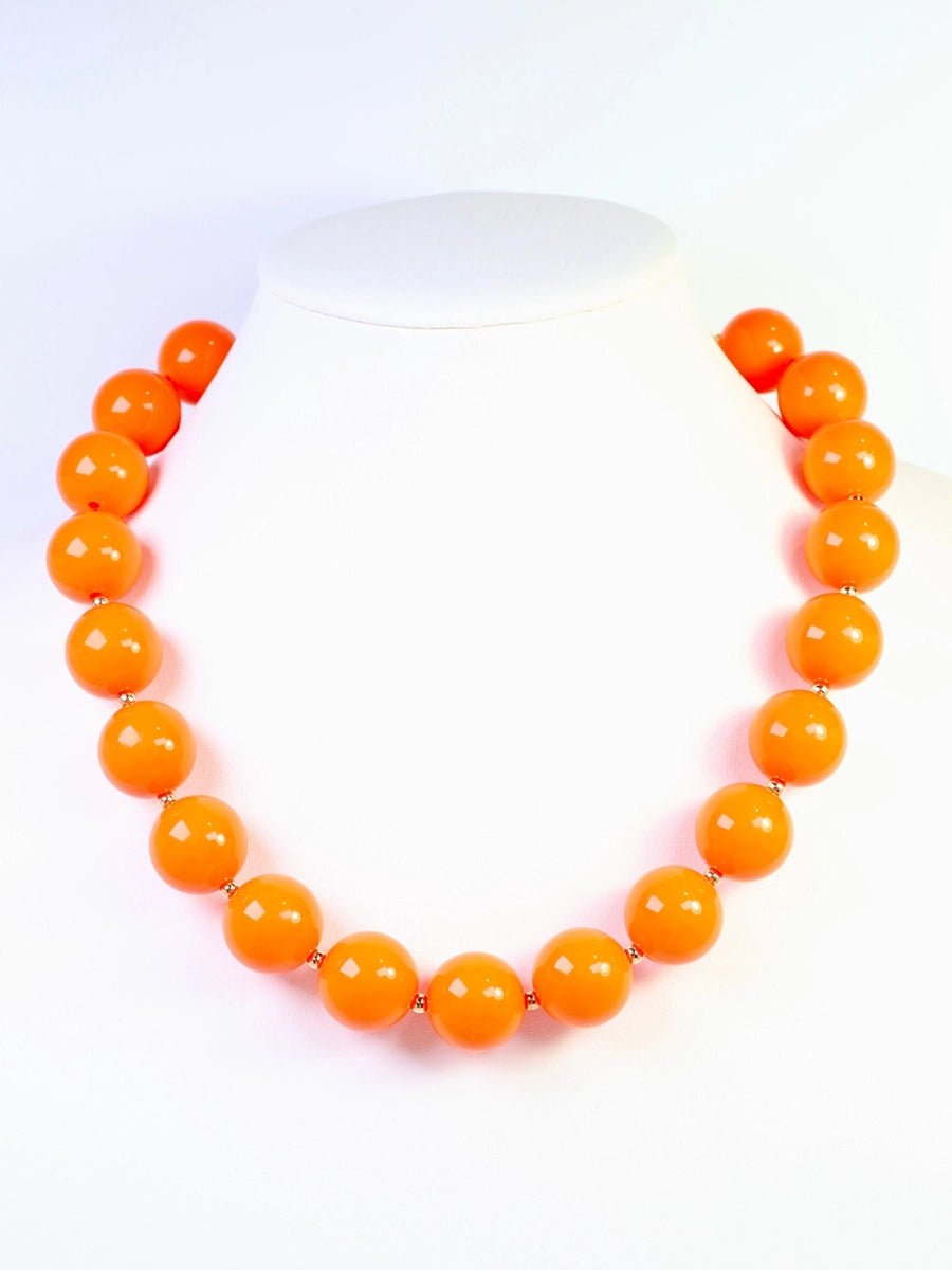 Orange Round Beaded Necklace