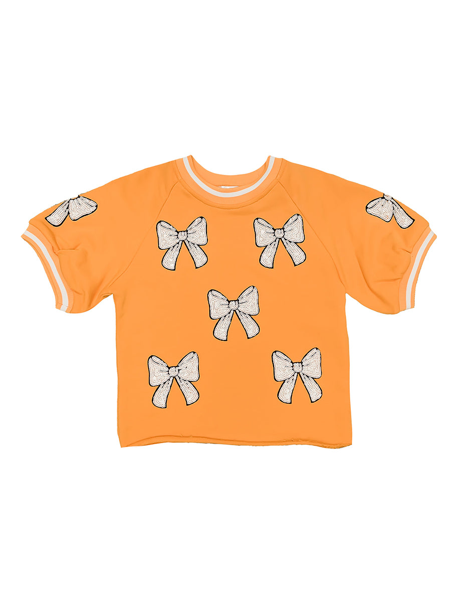 Orange & White Bows Top, Toddler and Youth