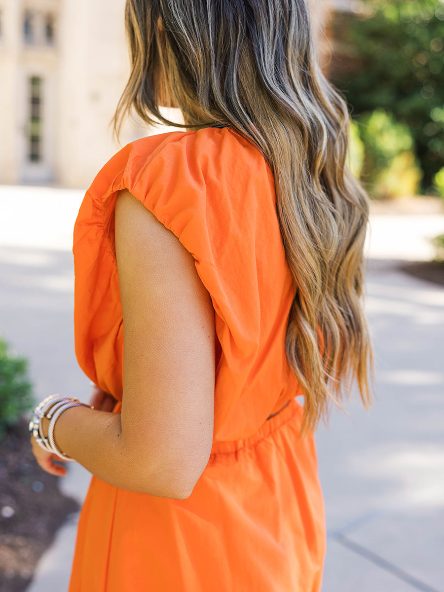 Sleeveless Orange Bubble Top