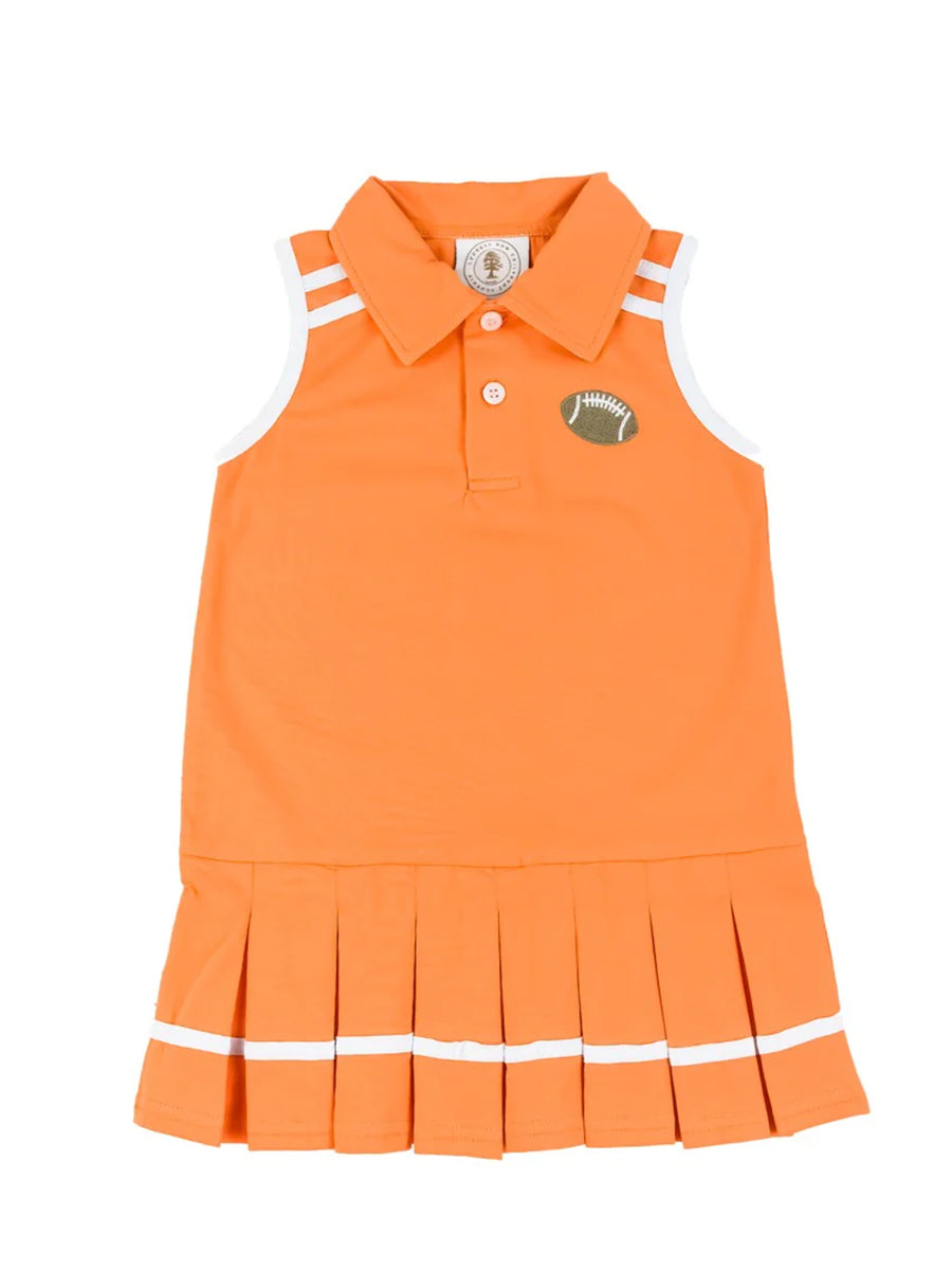 Girls Orange Collared Sleeveless Dress