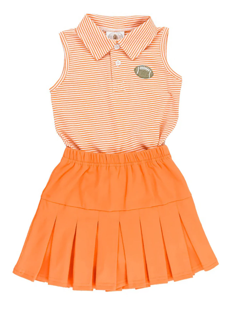 Girls' Orange and white striped top with Orange Skirt