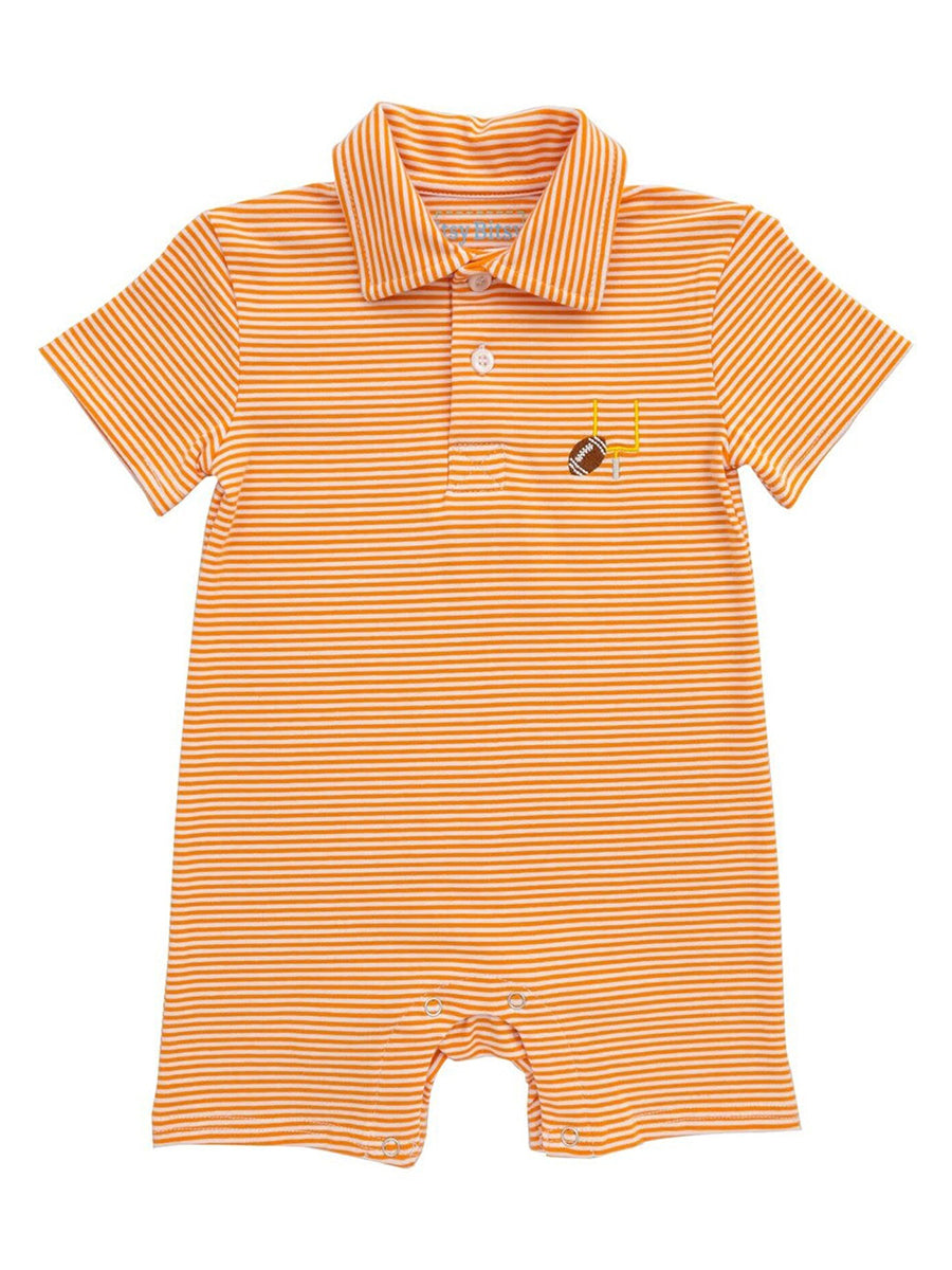 Orange and White Striped Boys Romper