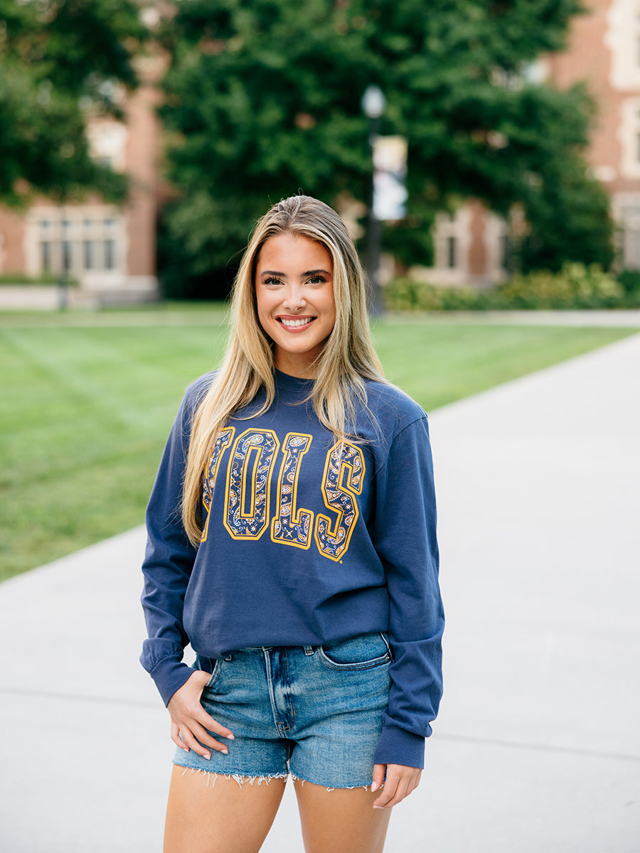 "VOLS" Paisley Print Long-Sleeve T-Shirt