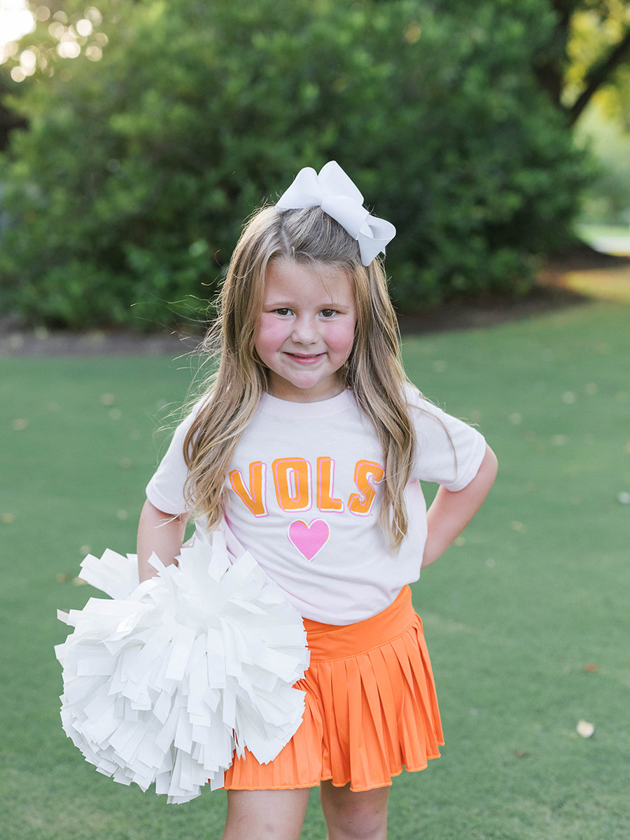 Orange Mini Pleated Skort, Toddler & Youth