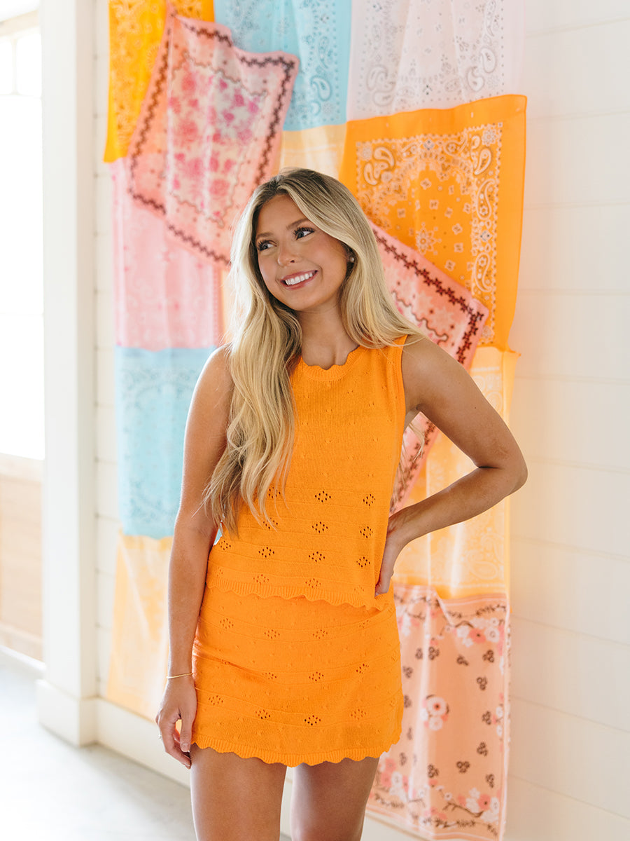 orange sweater skirt