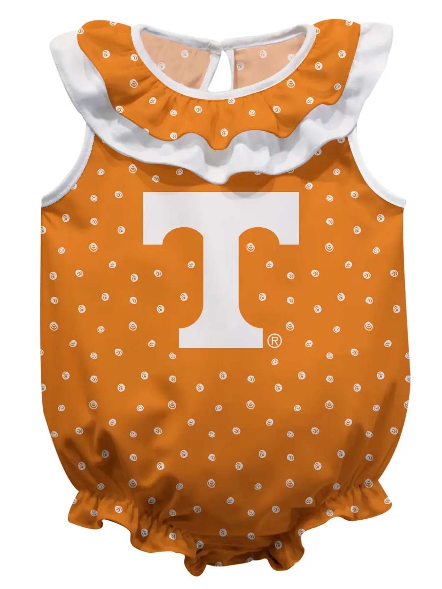 Orange "Power T" Sleeveless Ruffle Onesie