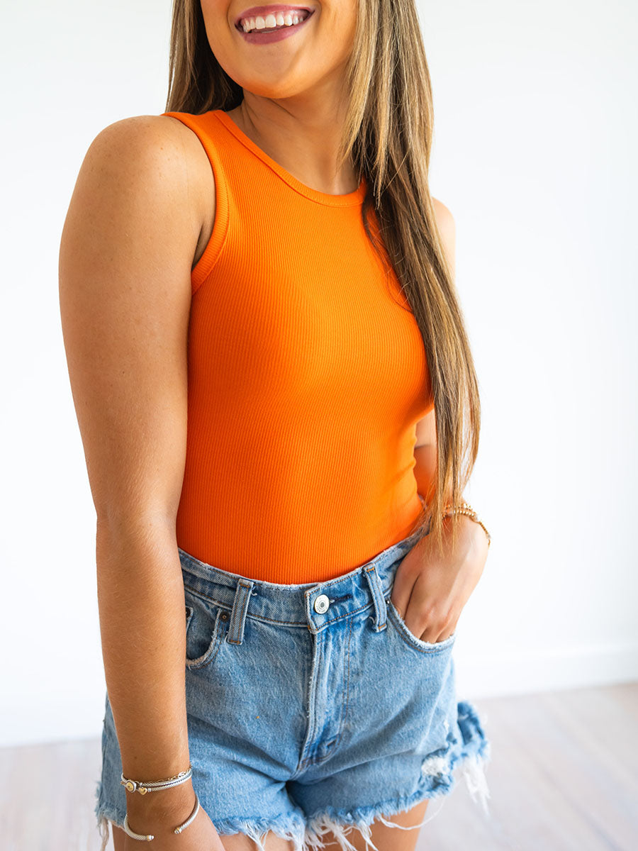 Orange sleeveless bodysuit