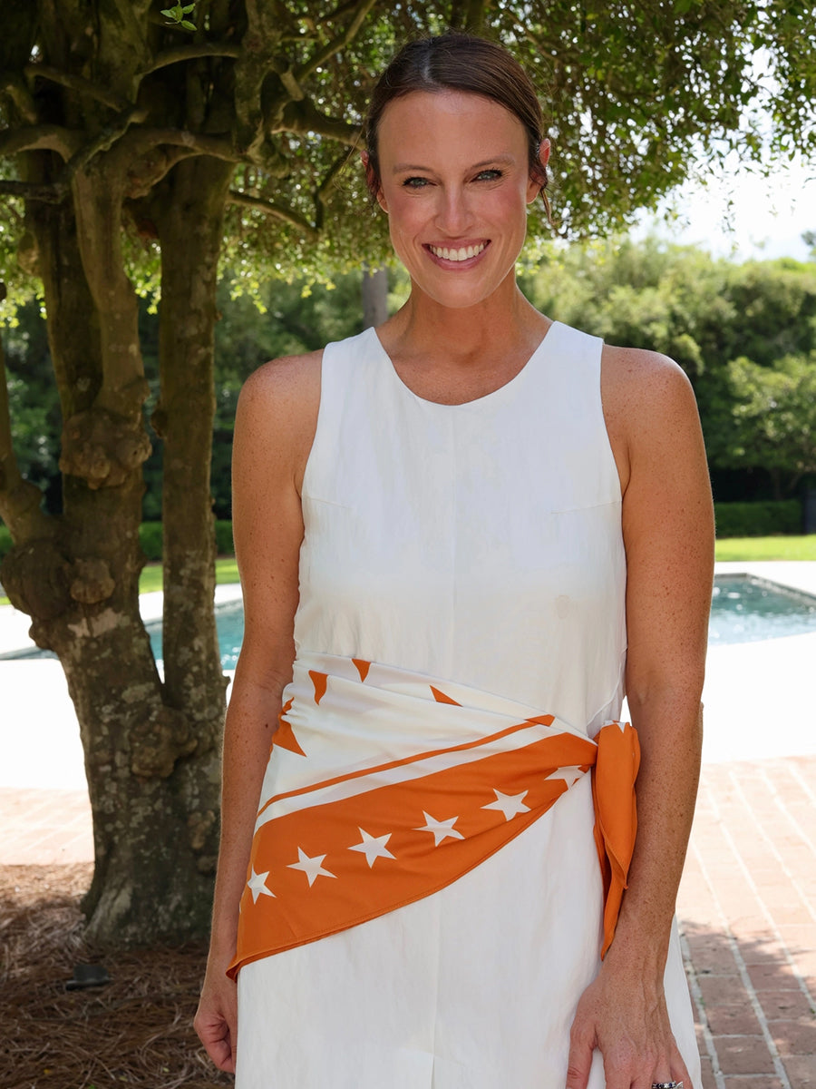 Orange and White Scarf with Stars