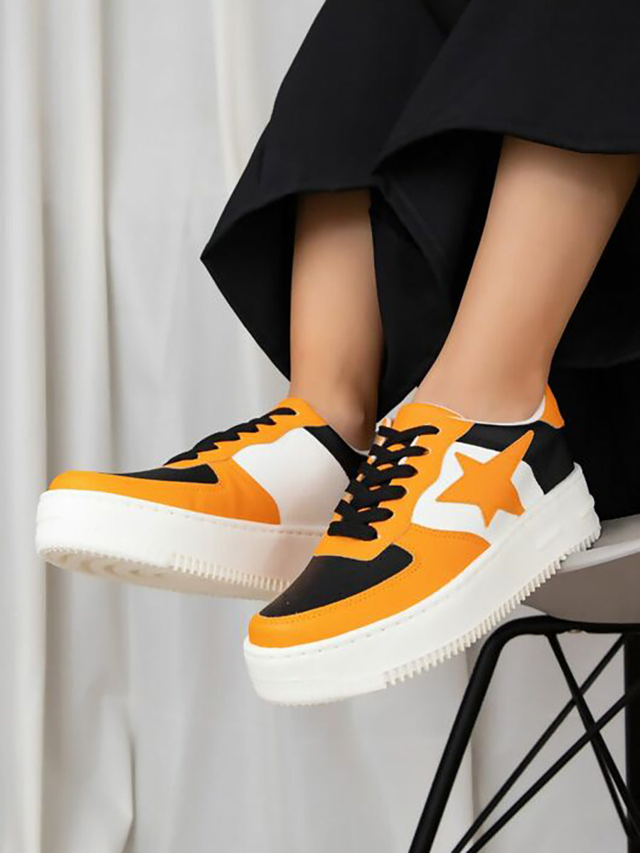 Orange Star Platform Sneakers