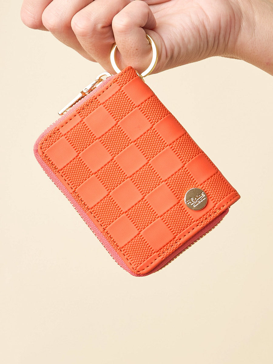 Orange Zip-Around Key Ring Wallet