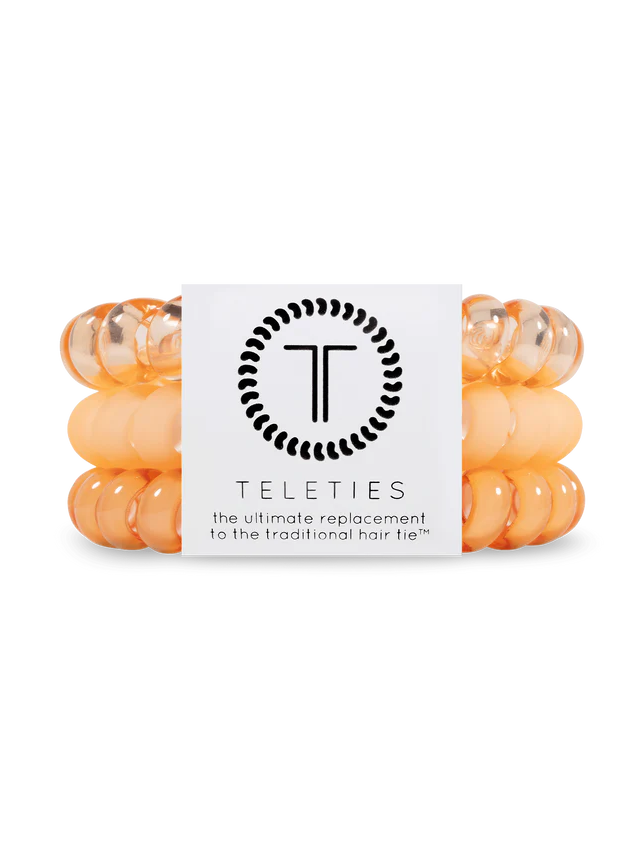 3 spiral hair ties in shades of peach