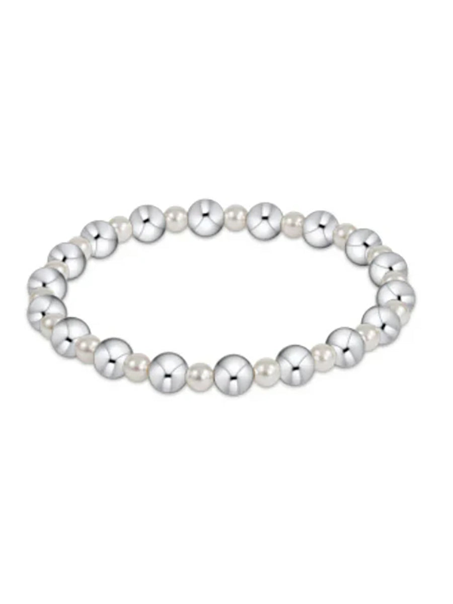 Pearl Grateful Pattern 4mm Bead Bracelet, 6mm Sterling