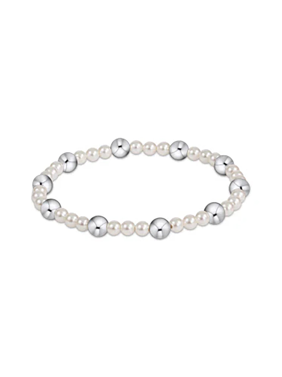 Pearl Sincerity Pattern 4mm Bead Bracelet, 6mm Sterling