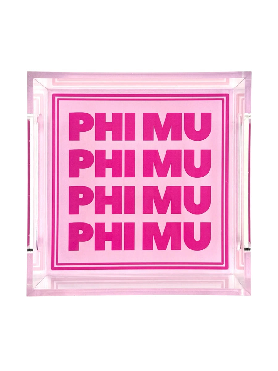 Pink Phi Mu Acrylic Tray