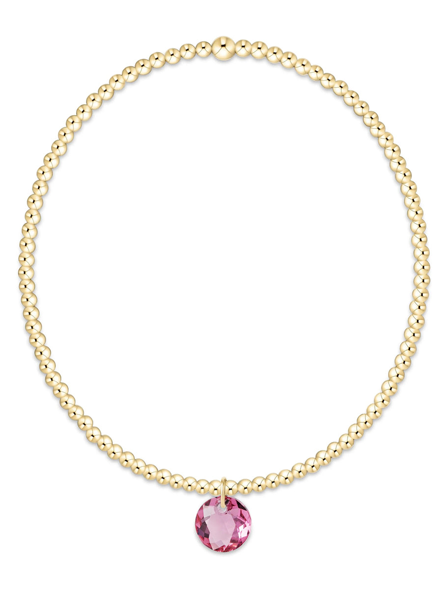 Classic Gold 2mm Bracelet-Small Reflection Charm (12 Colors)