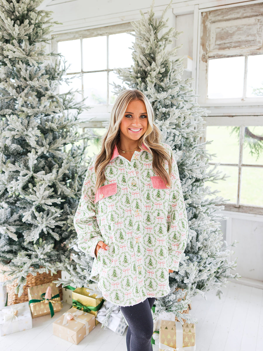 Corduroy Christmas Tree Color Block Jacket